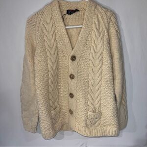 Vintage Handmade Wool Cream Cable Knit Sweater